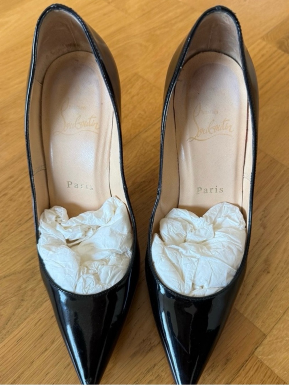 CHRISTIAN LOUBOUTIN Kate 100 Black Patent Pumps - 35 - Picture 7 of 7